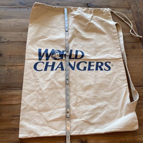 WORLD CHANGERS Logo Canvas Duffle Bag Large OVERSIZED 28x19” Draw String Vintage - Picture 10 of 12